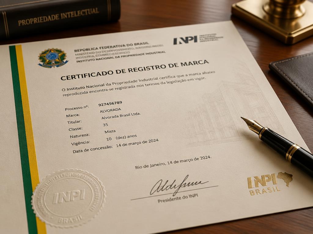Certificado oficial de registro de marca do INPI